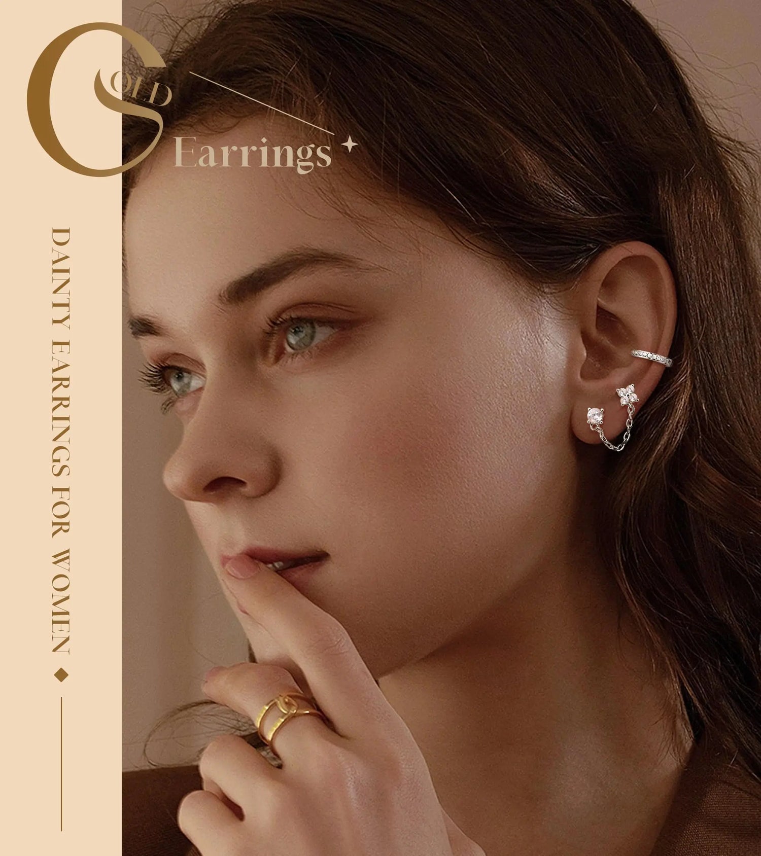 ADRAMATA Tiny Gold Flat Back Earrings for Cartilage Surgical Steel Stud Hoop Earrings Set for Multiple Piercing Cute Star Moon Snake Butterfly CZ Chain Dangle Emerald Green Earrings Helix Piercing Jewelry Hypoallergenic 20G Silver Single Earrings