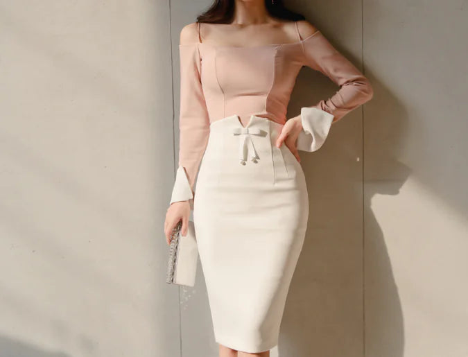 High-Waisted Bodycon Midi Skirt for Shaping