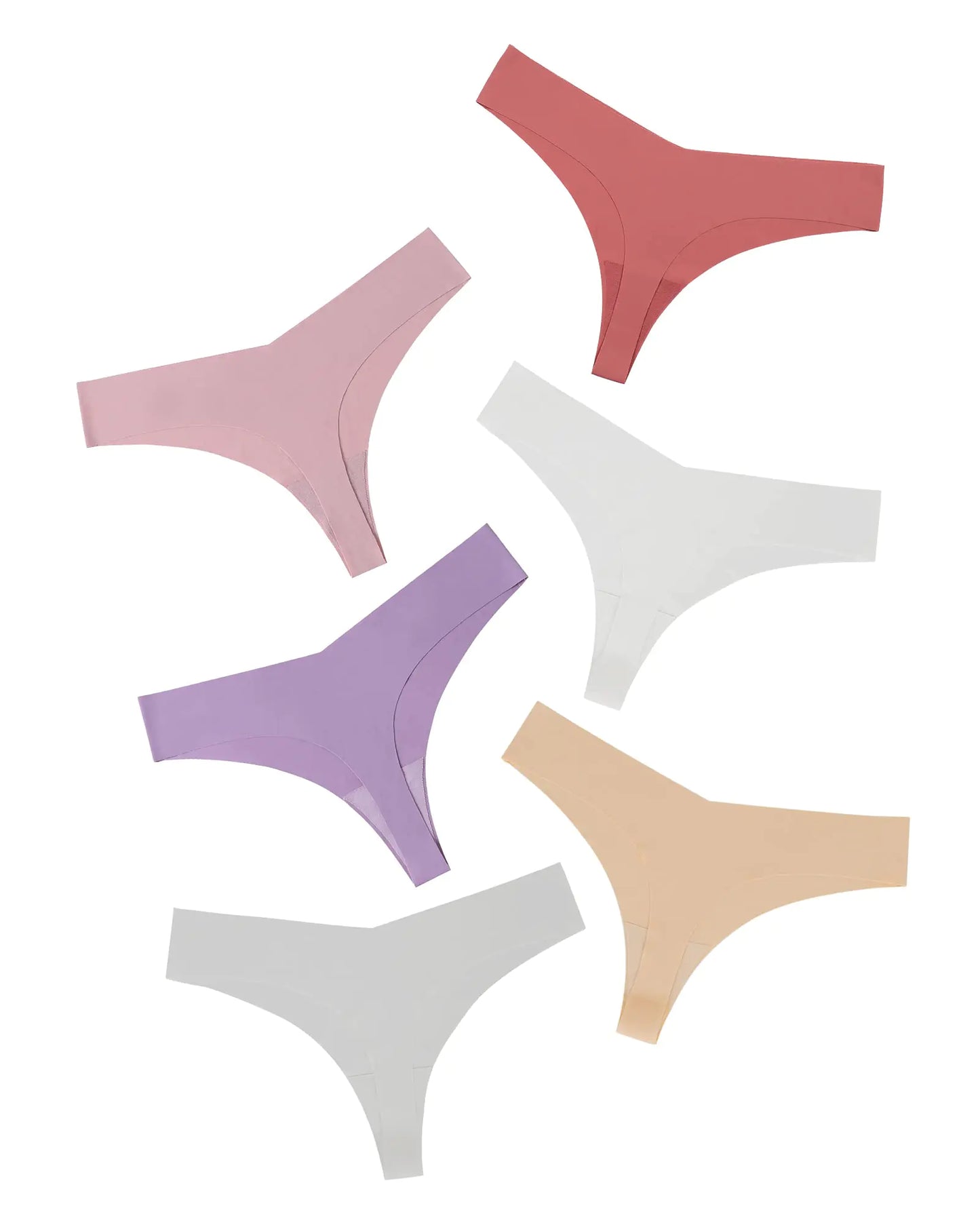 DEANGELMON Seamless Thongs for Women No Show Thong Underwear Women Comfortable Multiple Pack Small Candy-6pack