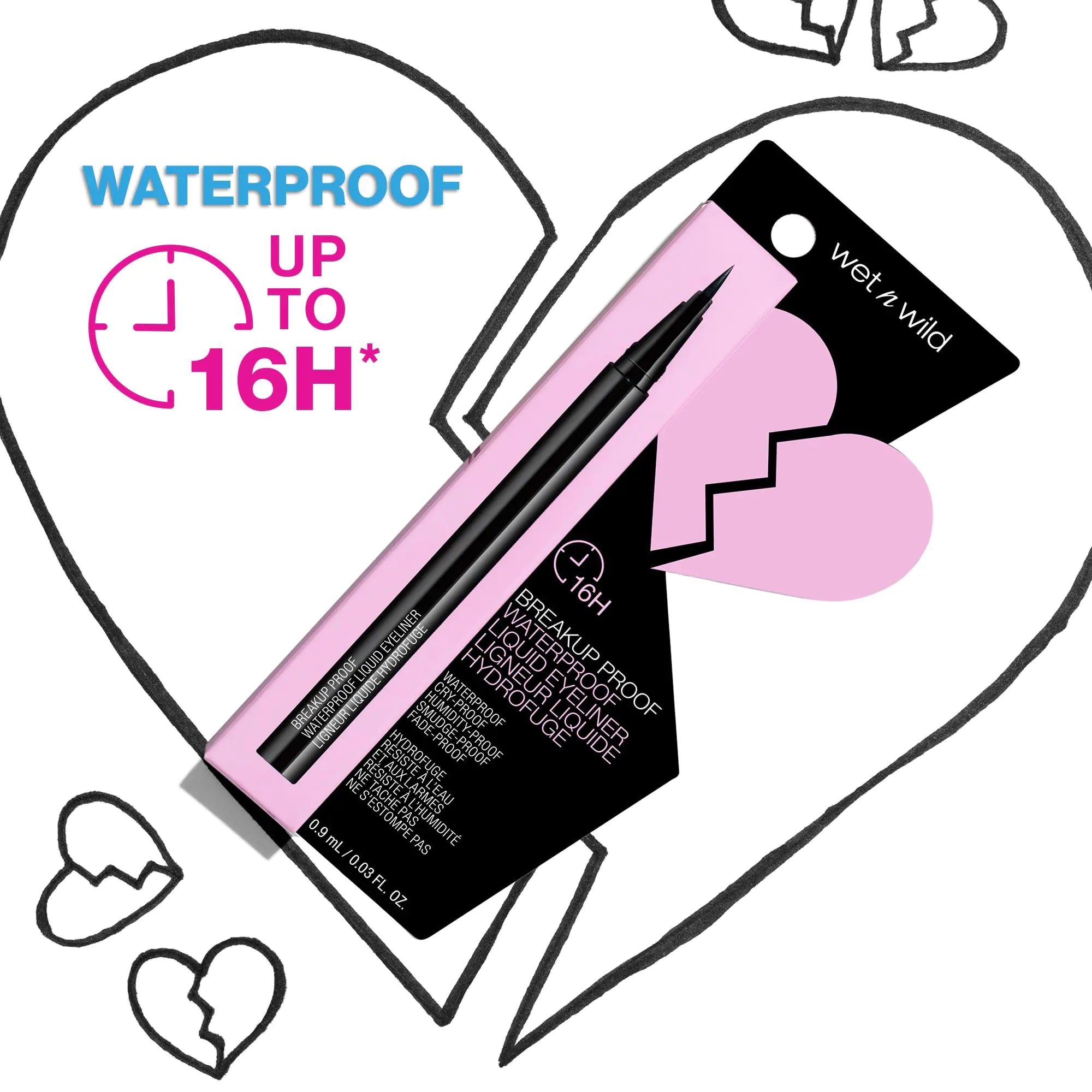 wet n wild Mega Last Breakup Proof Liquid Eyeliner - Quick Drying, Smudge-Resistant, 16-Hour Wear - Cruelty-Free &amp; Vegan - Black 0.03 Fl Oz (Pack of 1)