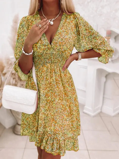 Bohemian Floral Print Midid dress