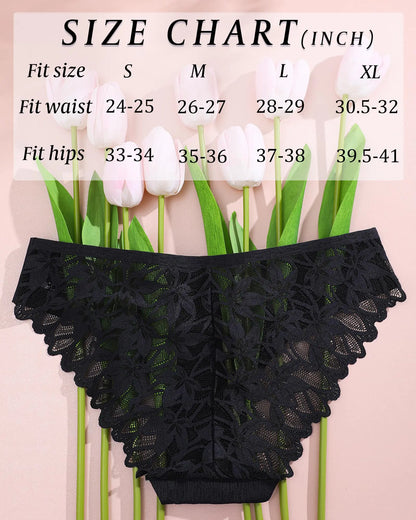 UNDER THE SEA Sexy Underwear for Women Seamless Soft Lace Hipster Ladies No Show Bikini Panties Womens Cheeky 6 Pack X-Large 6pack