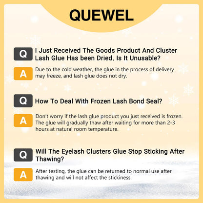 QUEWEL Lash Clusters Bond Eyelash Cluster Glue for DIY Lash Extensions, 5ML Cluster Lashes Glue Waterproof&amp;Long Lasting, Super Strong Hold Eyelash Clusters Bond Suitable for All Day Wear (Black) Bond-Black