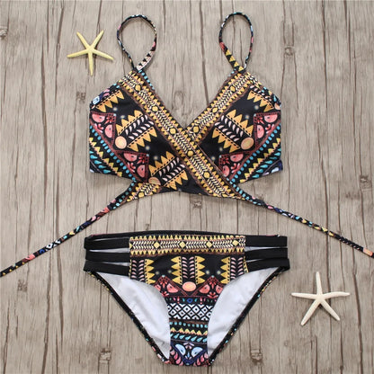 2018 Aztec Bandage Biquini String Bikini