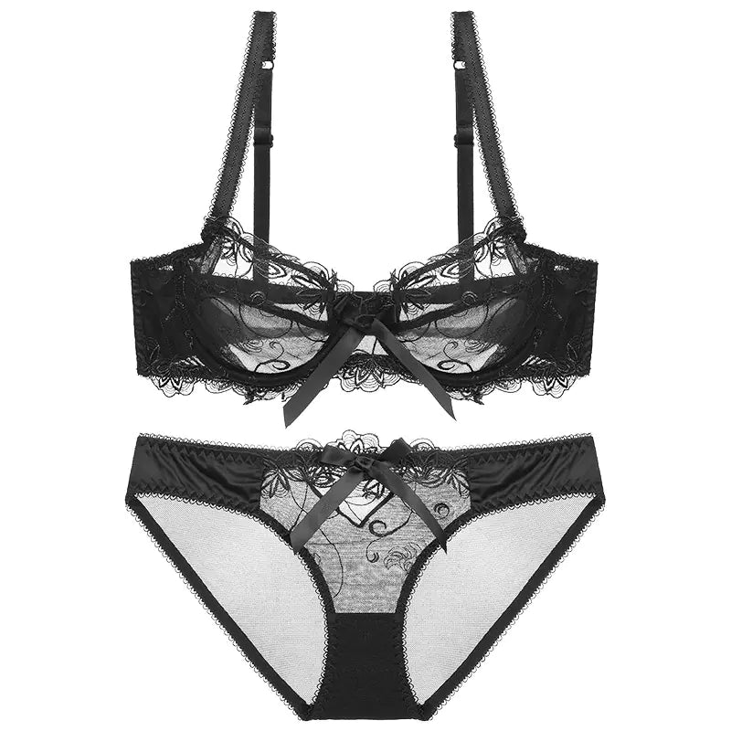 Ultra-Thin Plus Size Lace Bra and Underwear Set