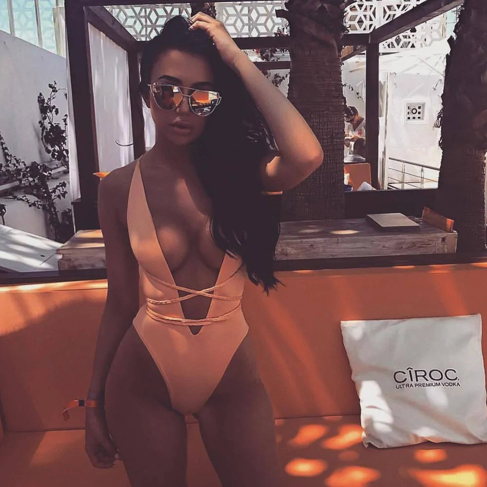 Deep V-Neck Bikini Women&