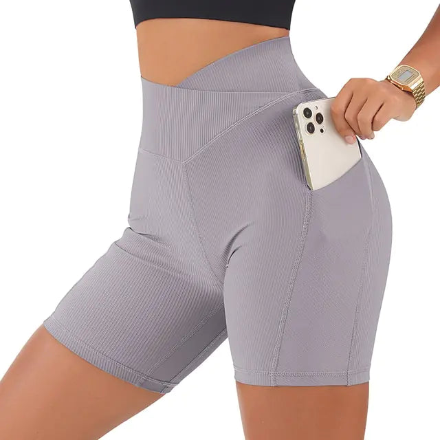 Sports Shorts Women High Waist Workout Seamless Fitness Yoga Shorts