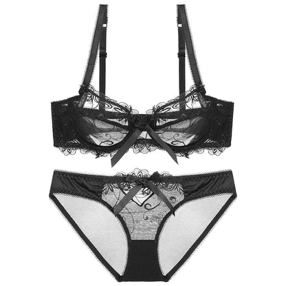 Ultra-Thin Plus Size Lace Bra and Underwear Set