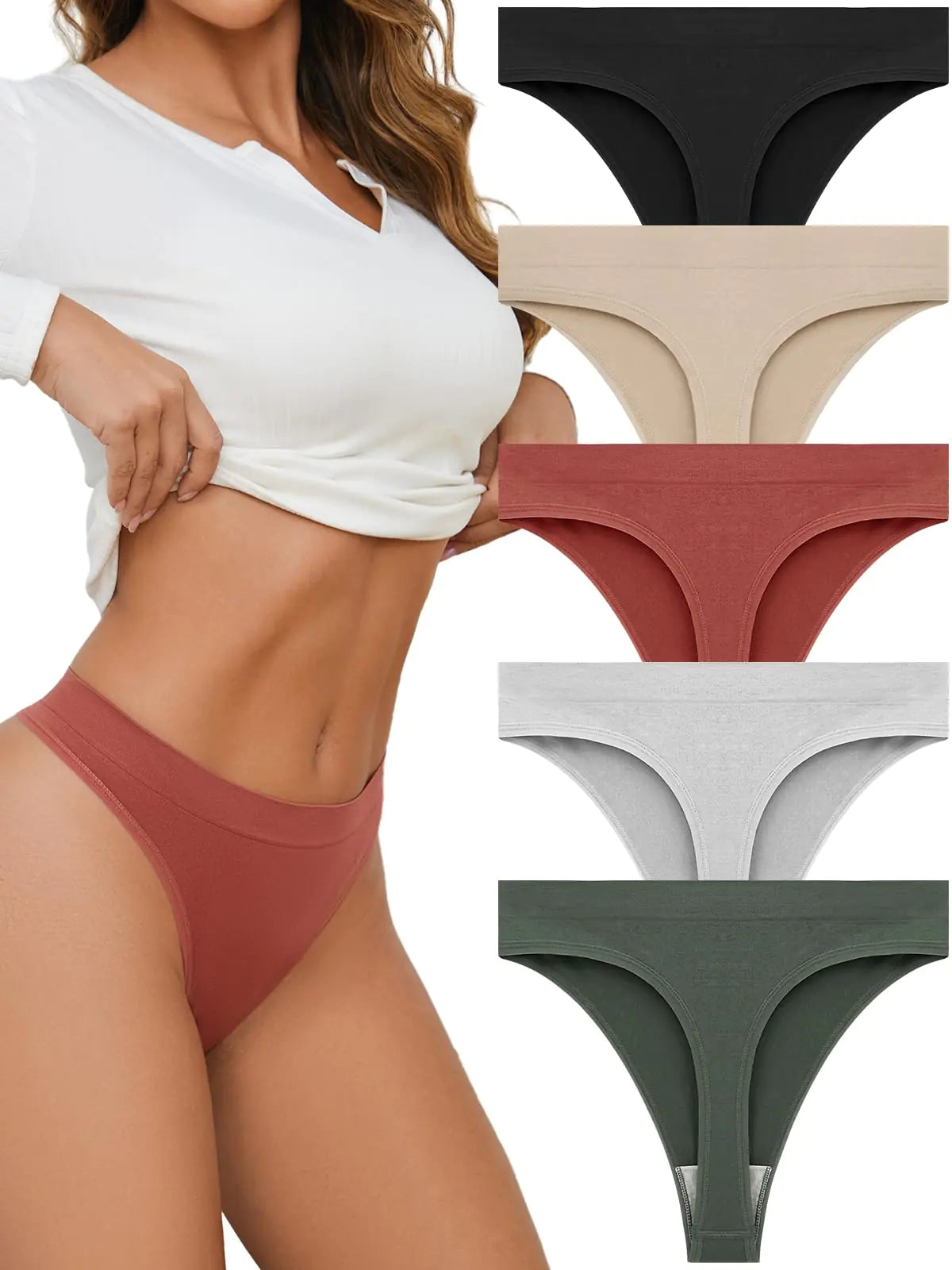 Breathable Seamless Thongs: Comfortable Women's Underwear 5-Pack A 5 Colors 5-pack Medium