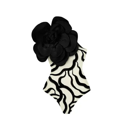 Retro Floral One Shoulder Swimsuit