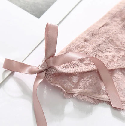 Low-Rise Ice Silk Lace Bow Briefs