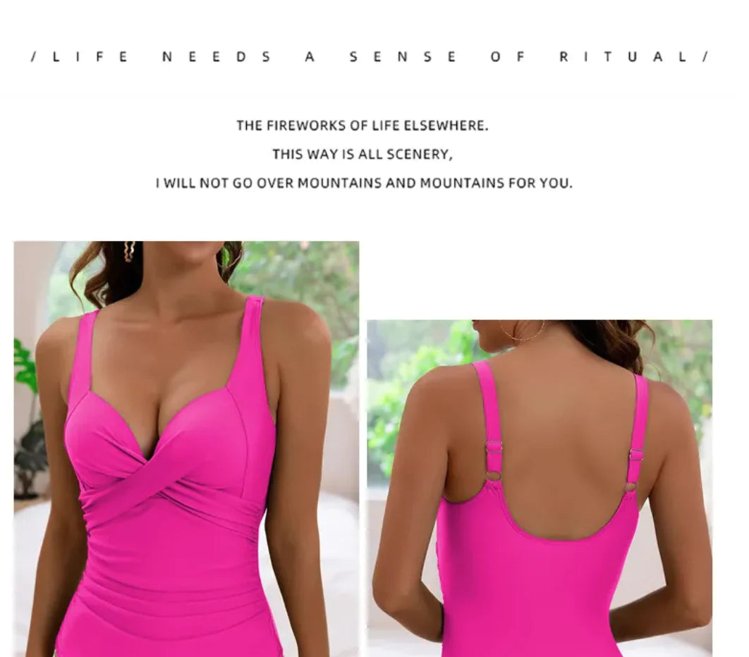 Push-Up One-Piece Swimsuit with Hard Cup Support