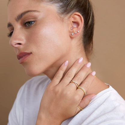 PAVOI 14K Gold Plated Solid 925 Sterling Silver Post Cubic Zirconia Stud Flat Back Earrings for Women | Cartilage Earring | Helix Piercing Jewelry | Small Stud Earrings for Women 2 Millimeters White Gold