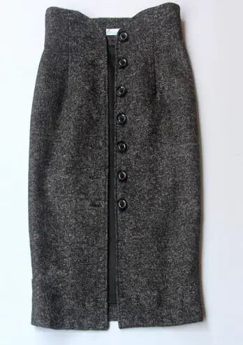 Vintage High-Waisted Wool Bodycon Skirt