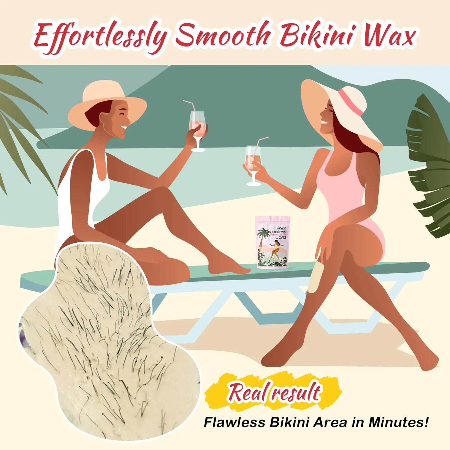 Ajoura 2.5 lb Wax Beads for Hair Removal - Premium Hard Wax for Coarse Hair, Ideal for Brazilian Bikini, Legs, Face, Underarms, Arms, Chest, Back - Sensitive Skin for Efficient Home &amp; Salon Waxing Off White-2.5lb