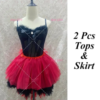 Sexy Stage Performance Lace-up Mesh Skirt