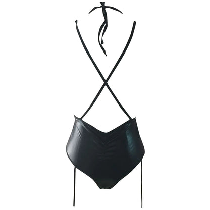 Plus Size Open Bra Crotchless Latex Bodysuit Lingerie