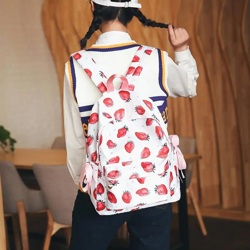 Fresh Style Strawberry Print Backpack