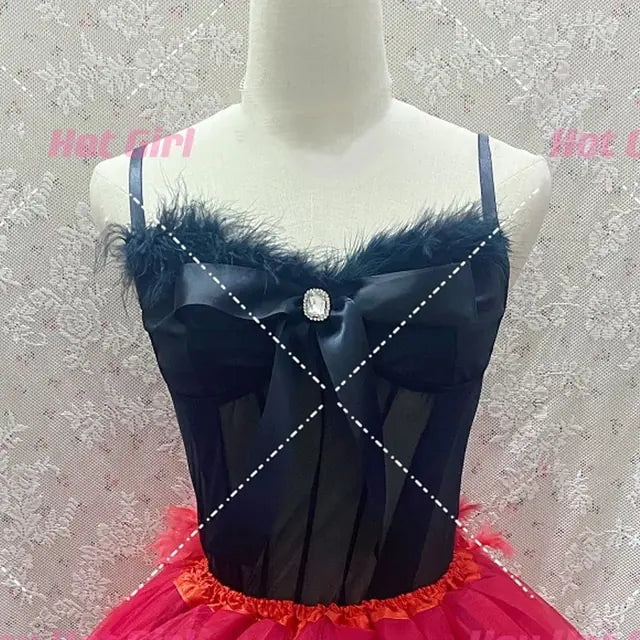 Sexy Stage Performance Lace-up Mesh Skirt