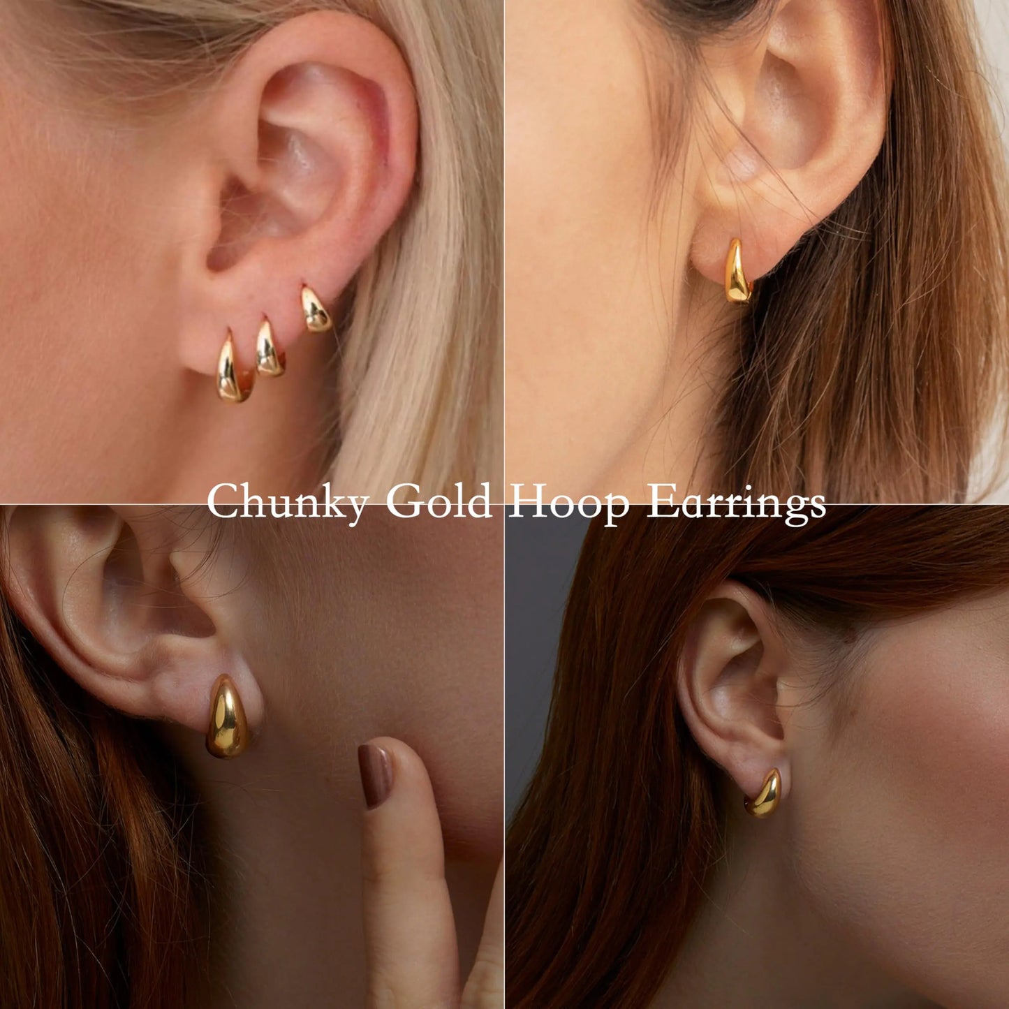 Small Gold Huggie Hoop Earrings Set for Women, Hypoallergenic 14K Real Gold Plated Stack Cartilage Earring, Earrings Sets for Multiple Piercing Lightweight Mini Thin Cute Dainty Trendy Clip On Jewelry Chunky Gold-6/8/10/12mm