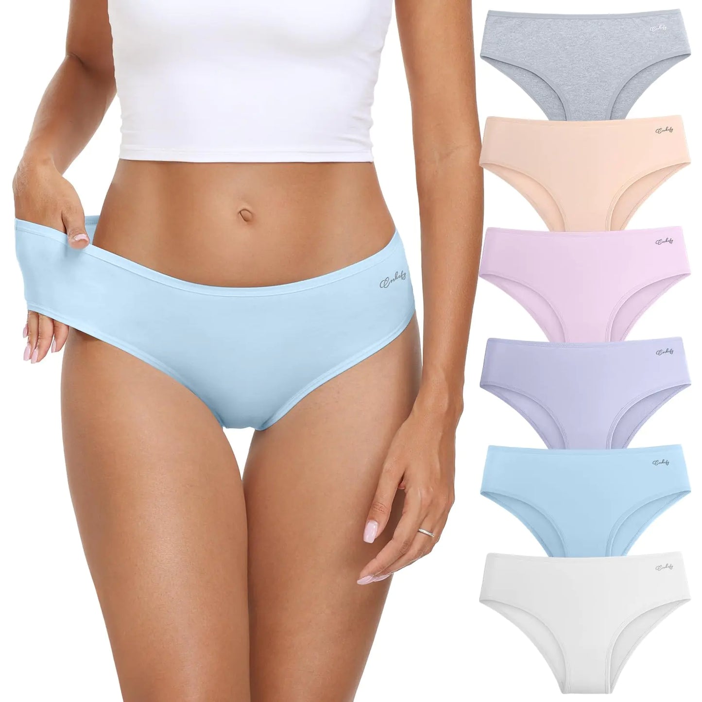 coskefy Women's Underwear Cotton Hipster Panties Low Rise Briefs Soft Strench Breathable Ladies Bikini Underwear 6 Pack X-Large Early Spring