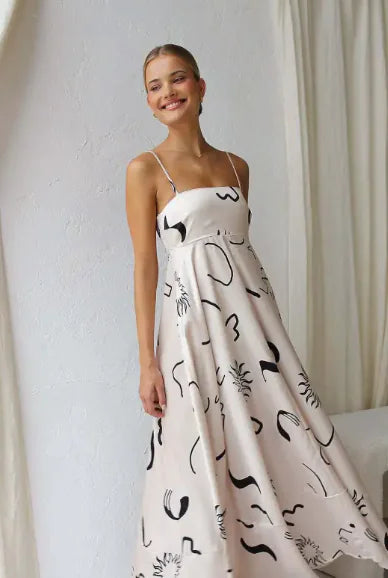 Summer Fashion Printed Backless Sling Dress