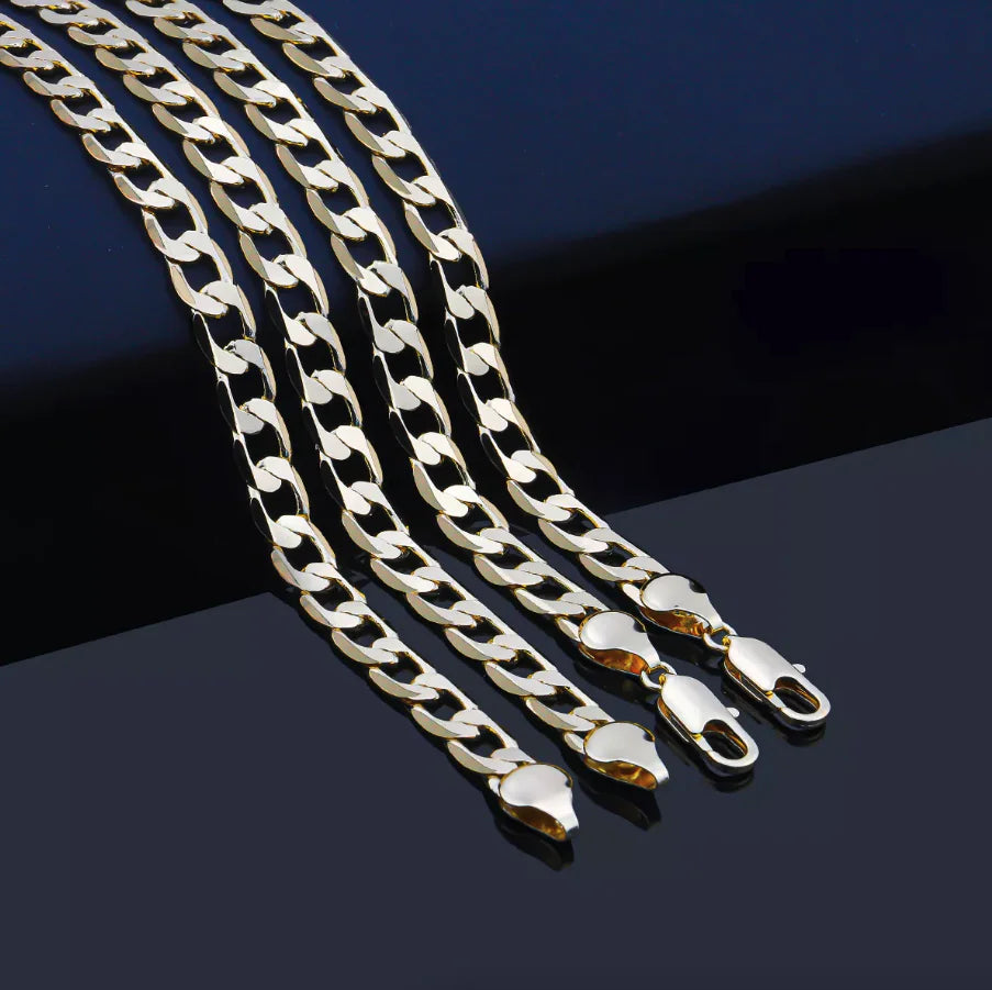 Stainless Steel Gold Silver Chain Cuban Curb Womens Mens Necklace 3/5/7/9/11mm