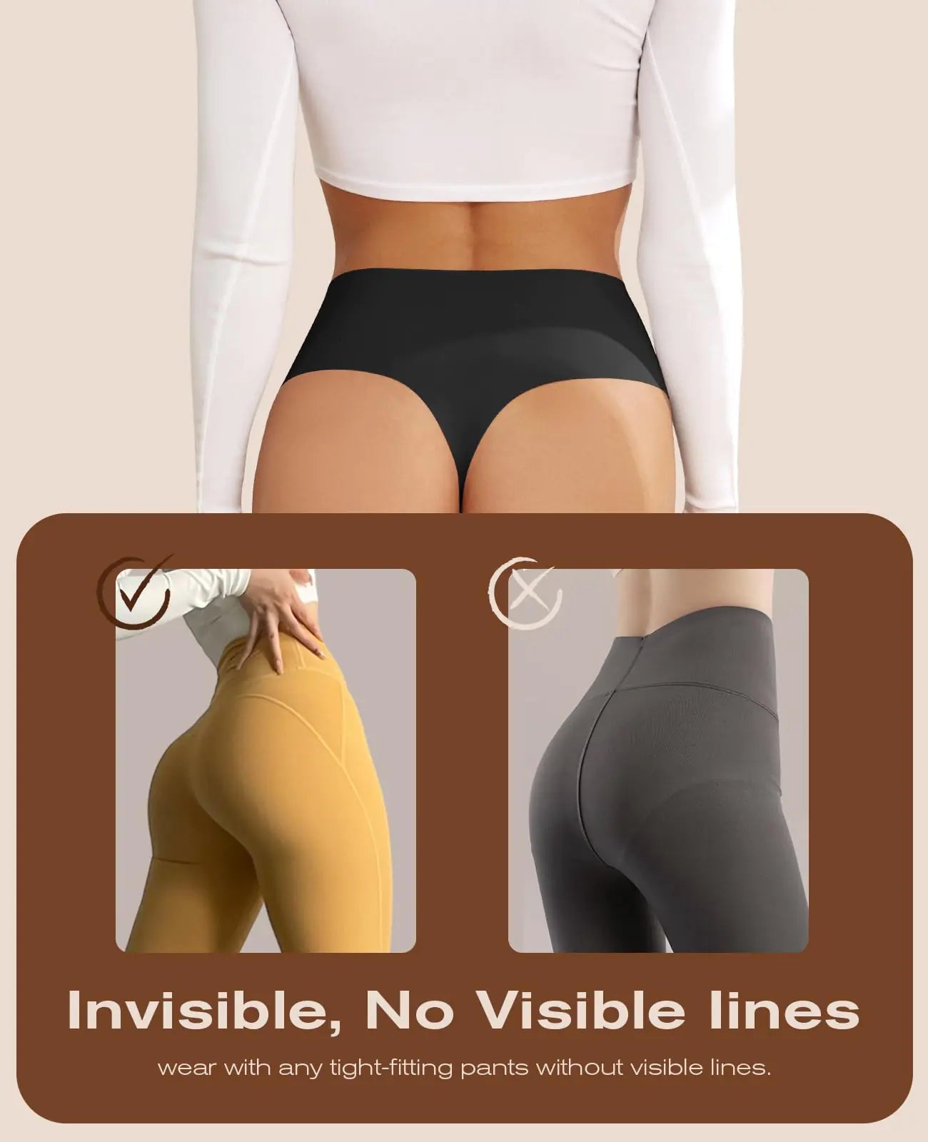 Thongs for Womens High Waisted Seamless for Women Underwear Sexy Breathable Panties 6 Pack Small C-6 Pack