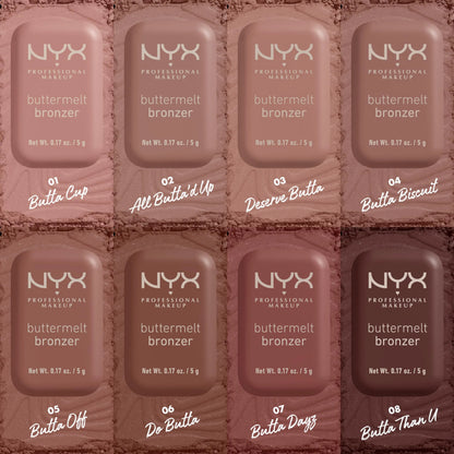NYX PROFESSIONAL MAKEUP Matte Buttermelt Bronzer, Longwear Face Makeup with Up to 12 Hours of Wear, Vegan Formula - Deserve Butta 03 - Deserve Butta 0.17 Ounce (Pack of 1)