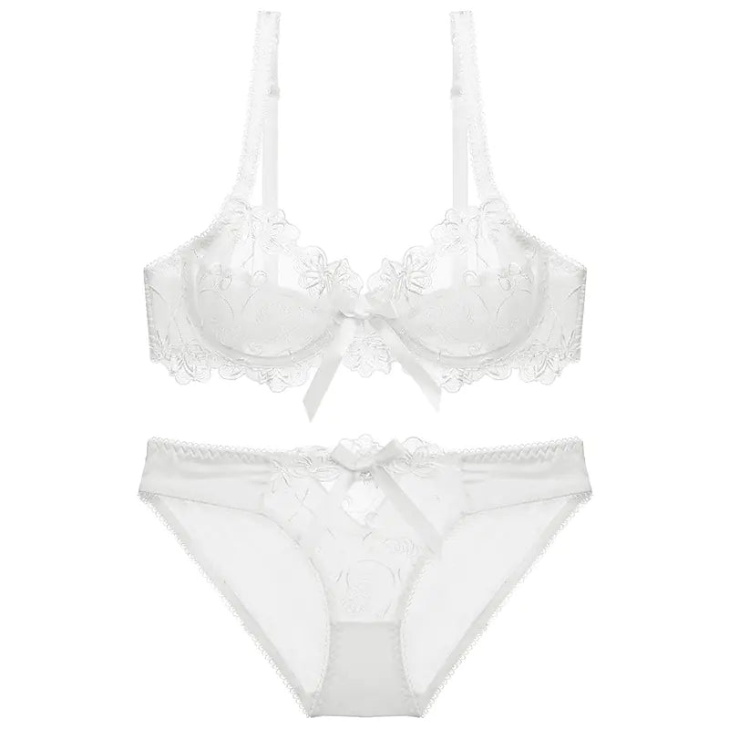Ultra-Thin Plus Size Lace Bra and Underwear Set