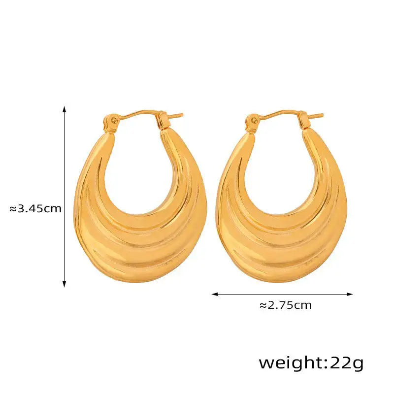 18K Gold Crescent Design Earrings