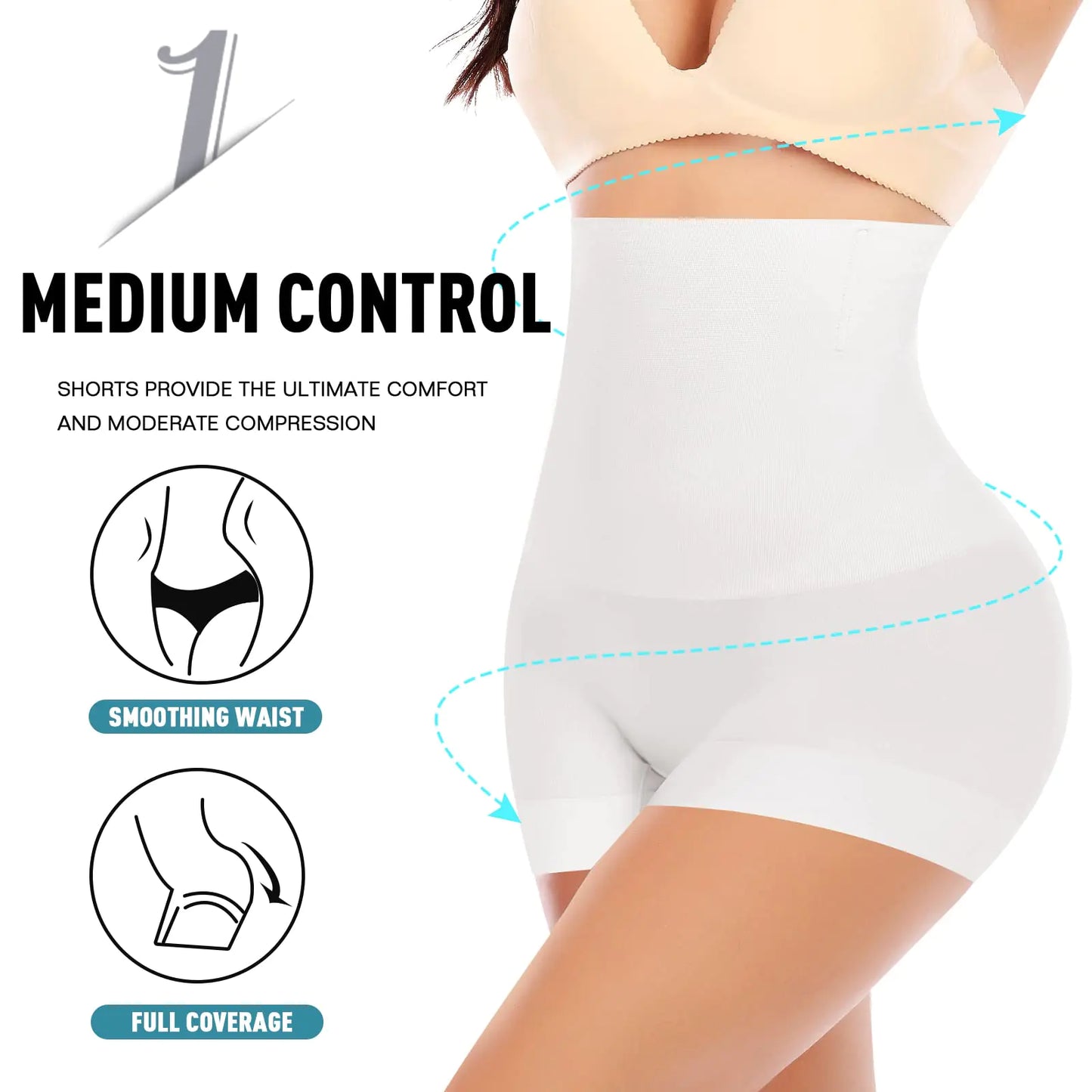 Seamless Shaping Boyshorts Panties for Women Slip Shorts Under Dress Shapewear Shorts Tummy Control Underwear C# White-high Rise XX-Large