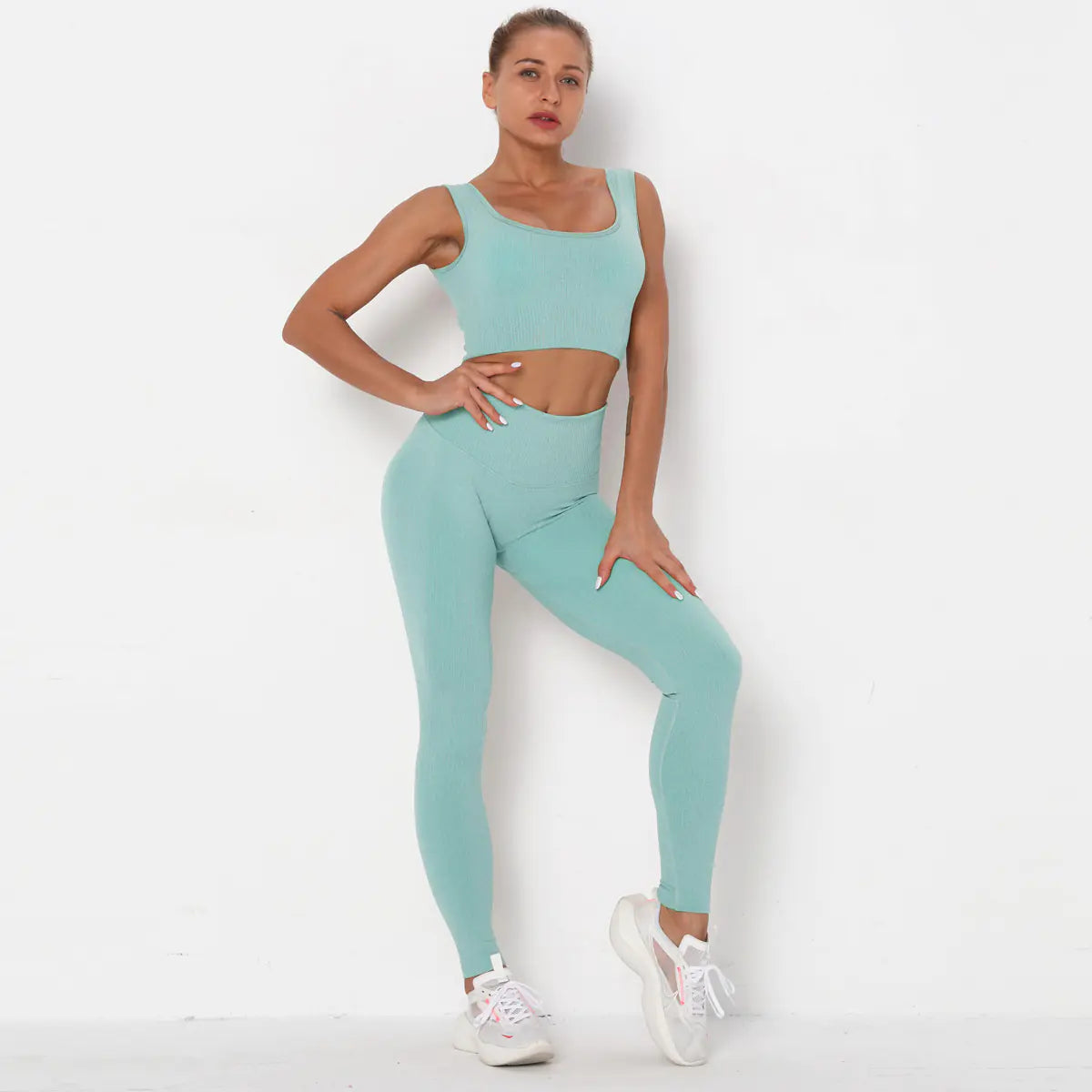 Seamless Women's Sports Bra & Yoga Set, Quick-Dry Nylon