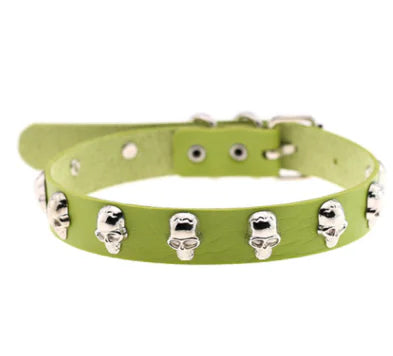 Punk Skull Leather Choker Necklace for Cosplay