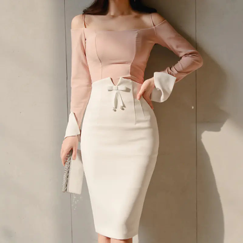 High-Waisted Bodycon Midi Skirt for Shaping