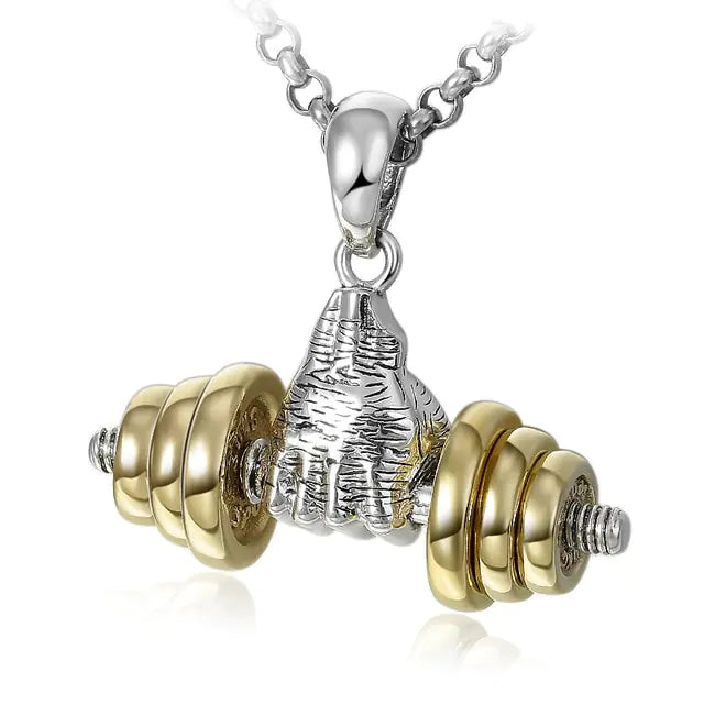 Muscle Dumbbell Necklace: Male Fitness Pendant