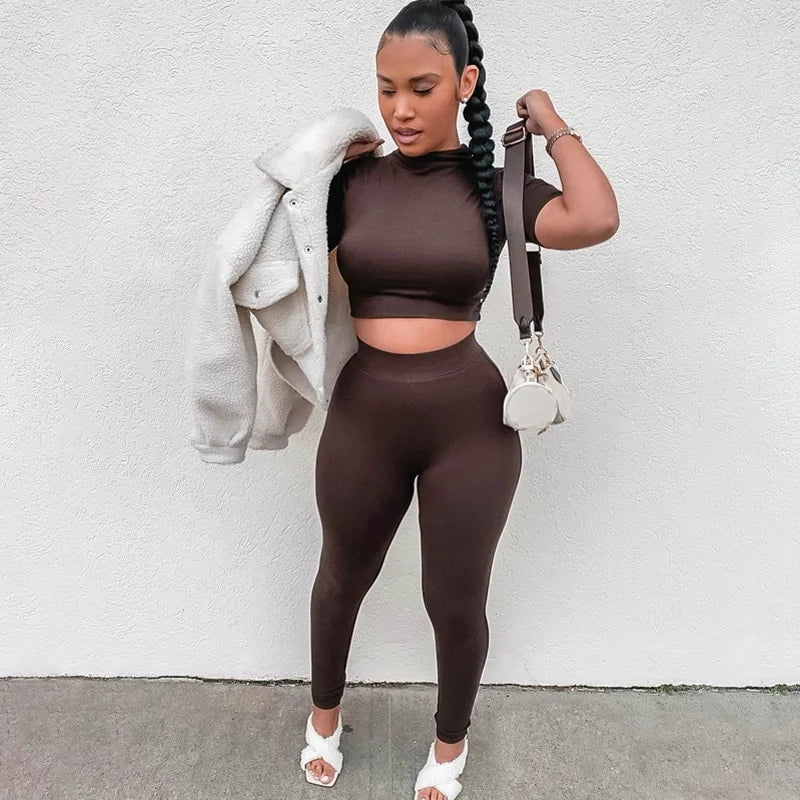 Women Sport Fitness Two Piece Set Tracksuit