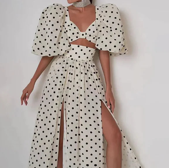 Polka Dot Puff Sleeve Dress