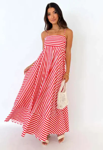 Summer Fashion Printed Backless Sling Dress