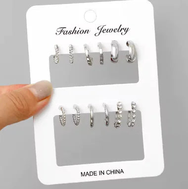 Gold Color Vintage Circle Hoop Earrings for Women Simple Fashion Geometric Zircon Earring Set New Trendy Jewelry Party Gifts