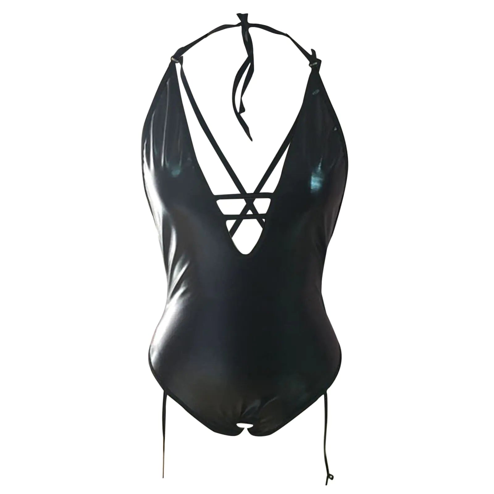 Plus Size Open Bra Crotchless Latex Bodysuit Lingerie