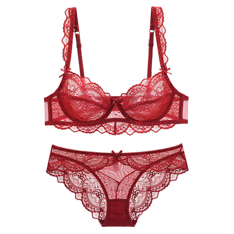 French Lace Bra Set - Plus Size Sheer Summer Lingerie
