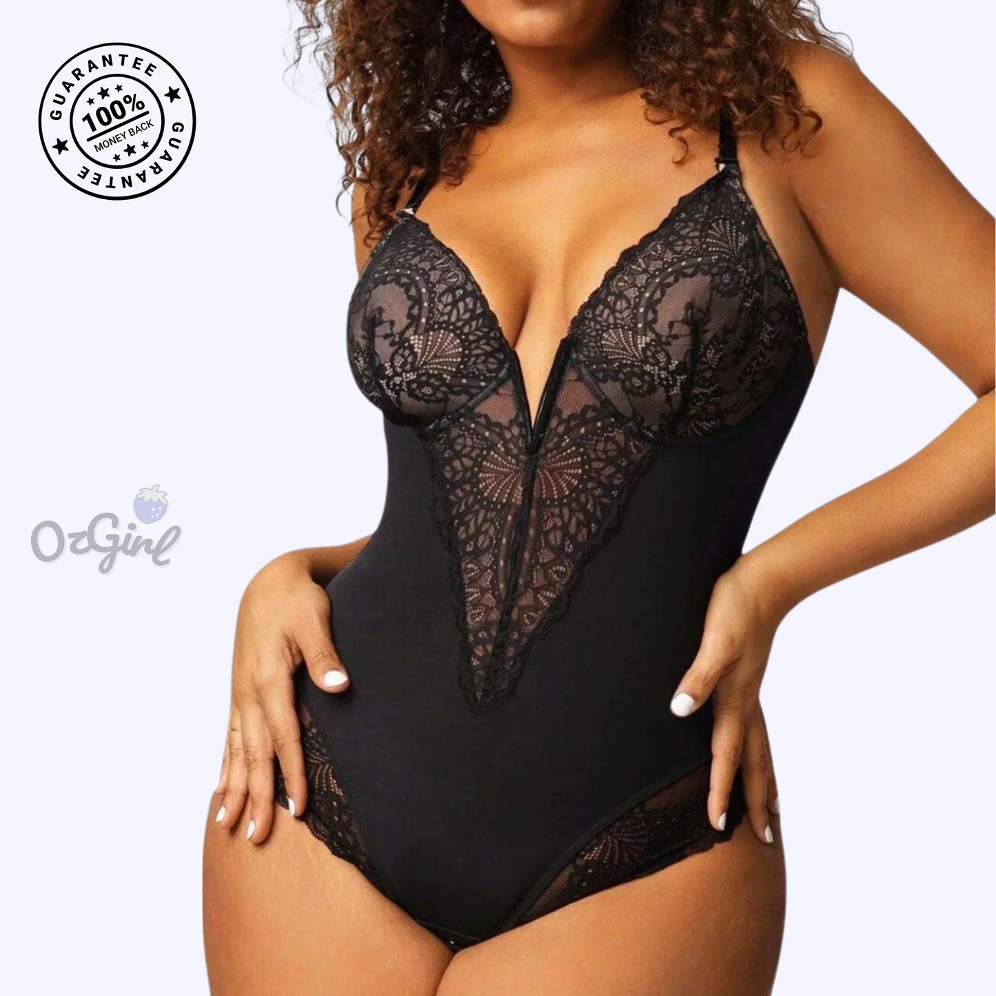 Deep V-Neck Lace Shaping BodySuit