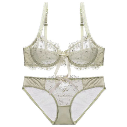 Ultra-Thin Plus Size Lace Bra and Underwear Set