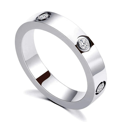 PDWZNBA Love Friendship Ring 18K Gold Silver Rose Plated Cubic Zirconia Stainless Steel Promise Ring Wedding Band Jewelry Birthday Gifts for Women Osilver 11