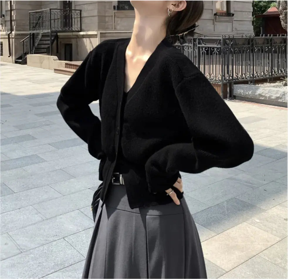 Black Sweater Cardigan Women&